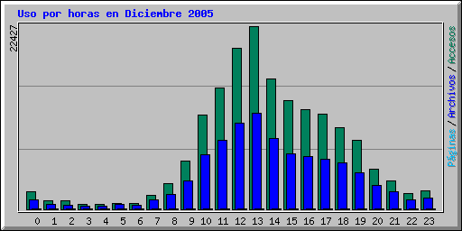 Uso por horas en Diciembre 2005