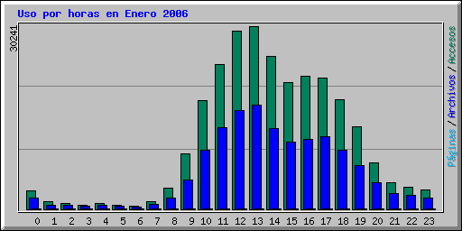 Uso por horas en Enero 2006