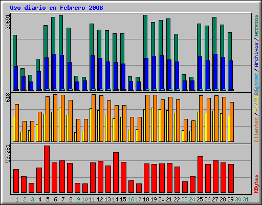 Uso diario en Febrero 2008