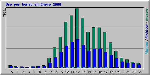Uso por horas en Enero 2008