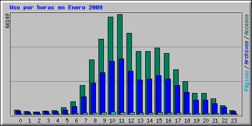 Uso por horas en Enero 2009