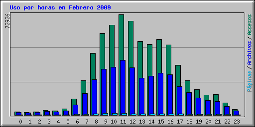 Uso por horas en Febrero 2009