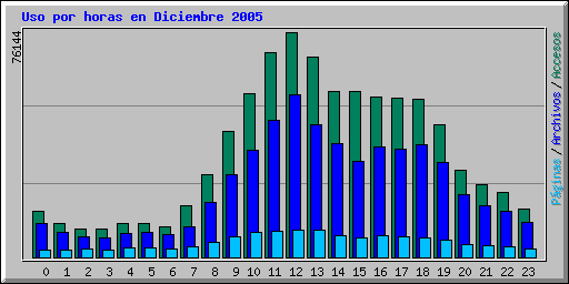 Uso por horas en Diciembre 2005